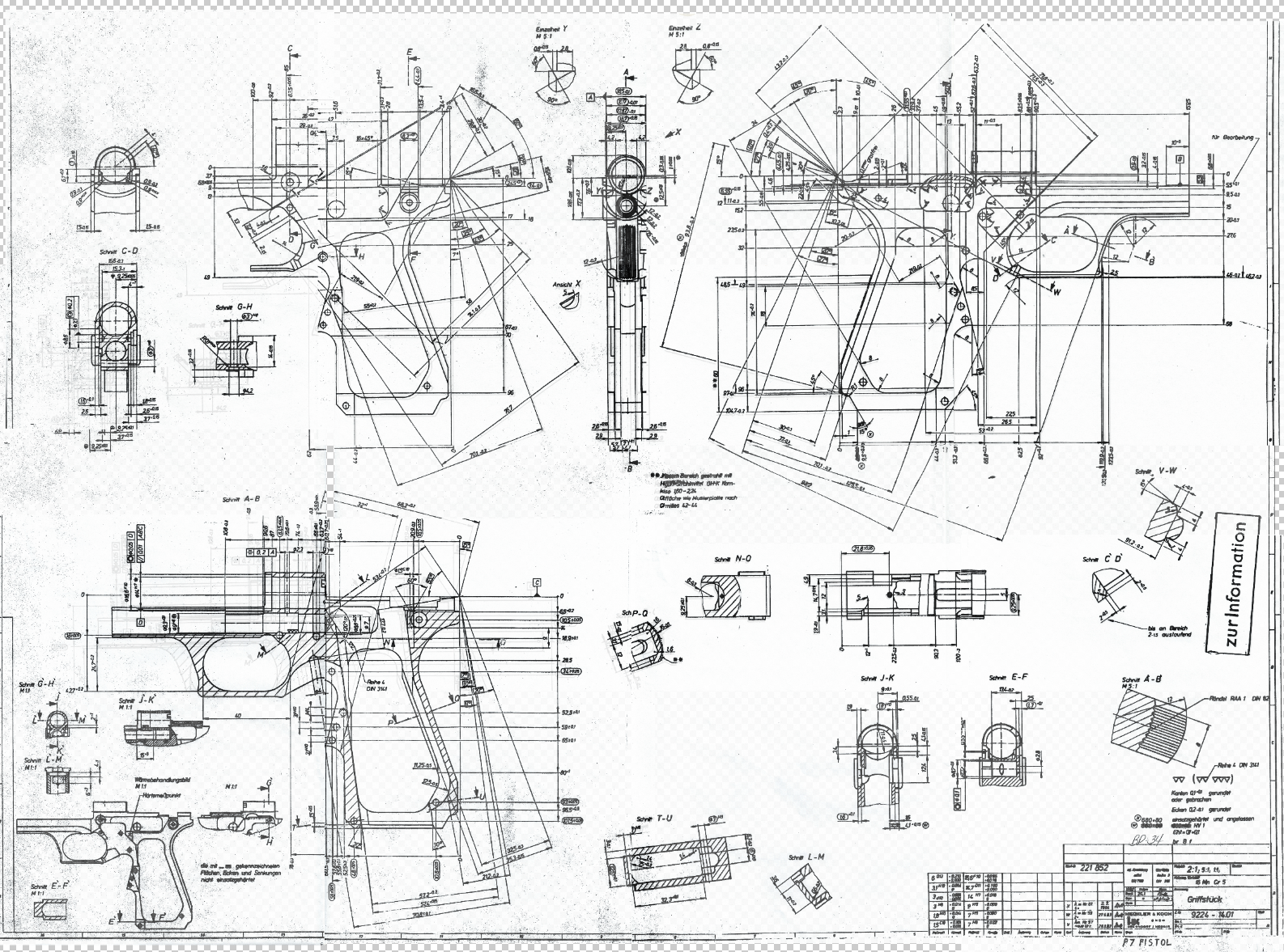 H&K P7 Frame Blueprint