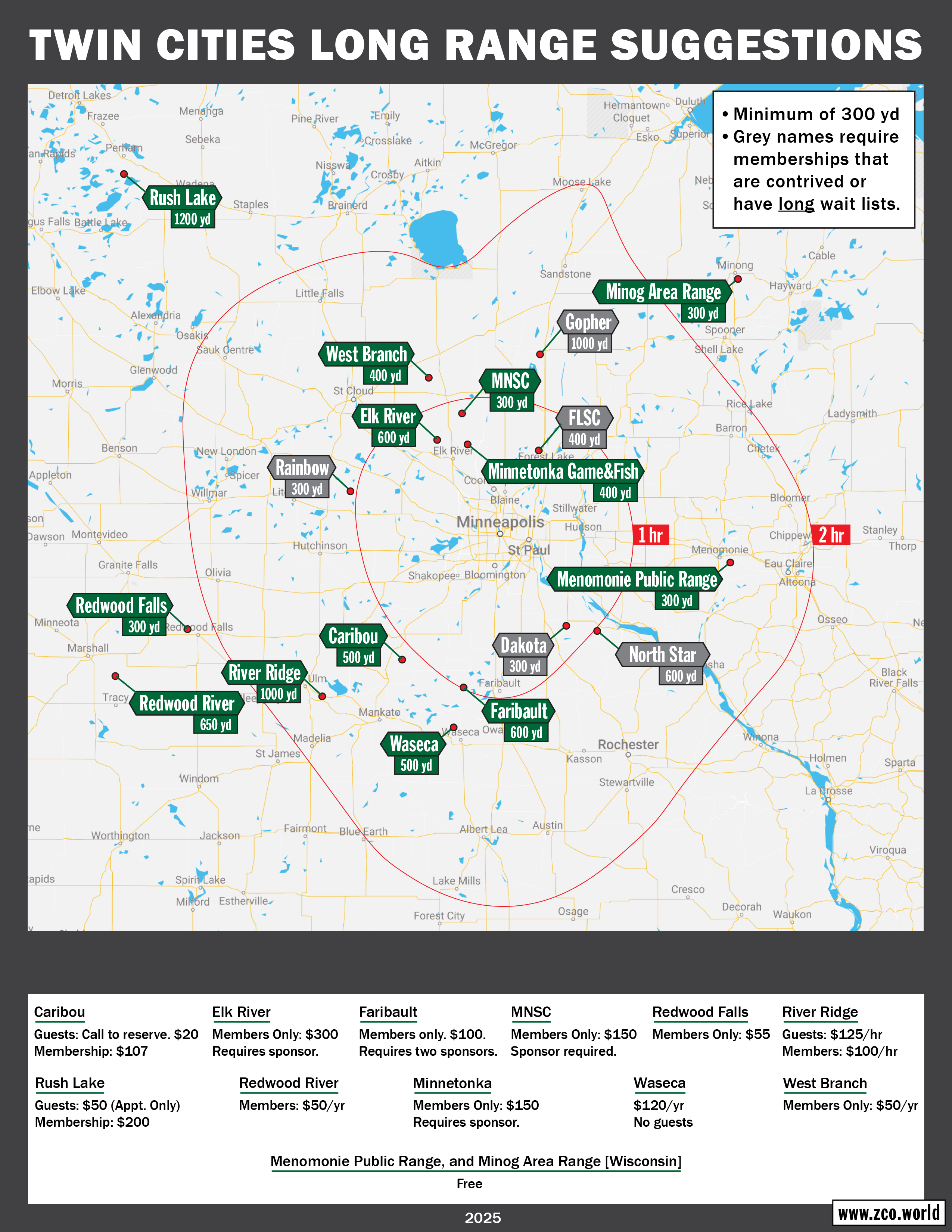 Twin Cities Long Range Shooting Map