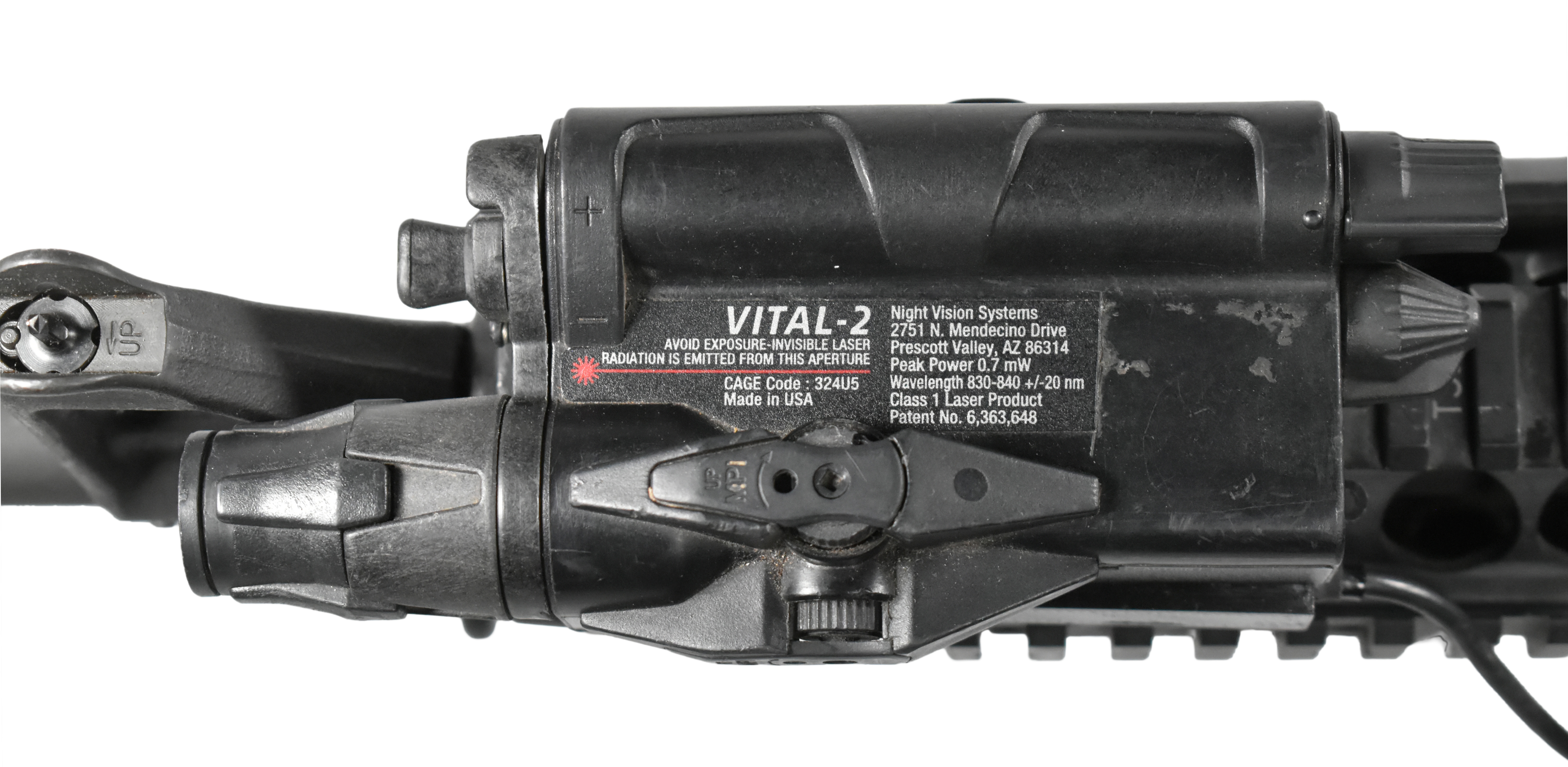 Close-up view of the VITAL-2 infrared laser device, featuring controls and branding details.