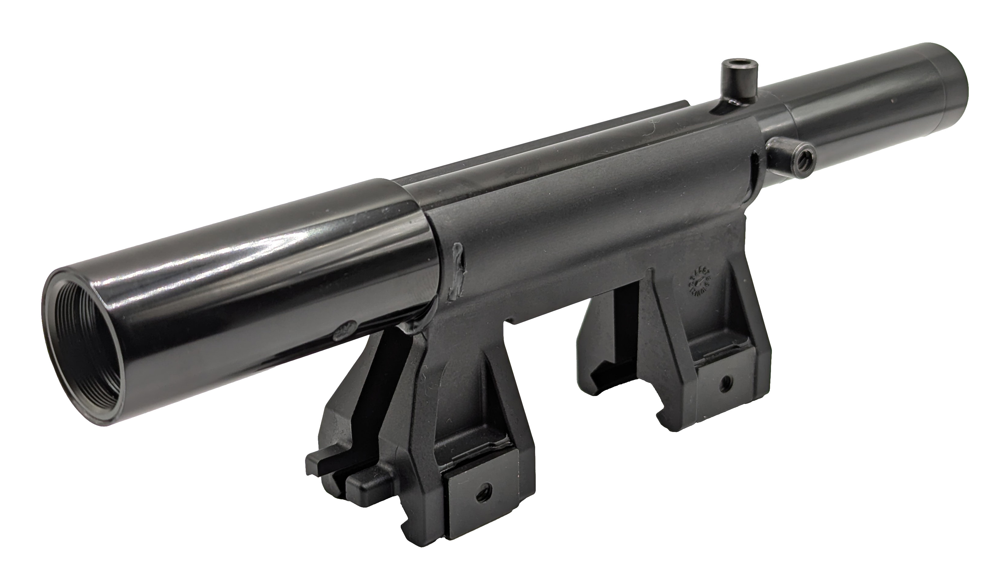 Close-up of a black scope assembly designed for the FN F2000 / FS2000 assault rifle, highlighting its cylindrical body and attachment points.