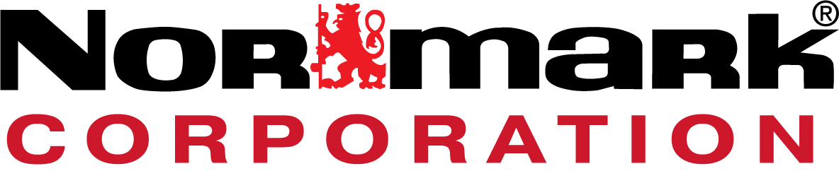 Logo of Normark Corporation featuring the company name in black and red with a lion emblem.